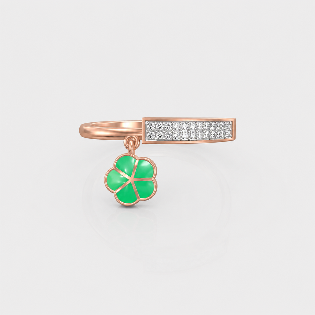 Emerald Charm Clover Ring