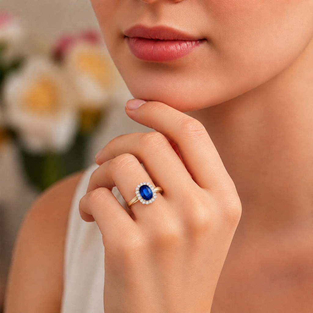 Royal Halo Sapphire Ring