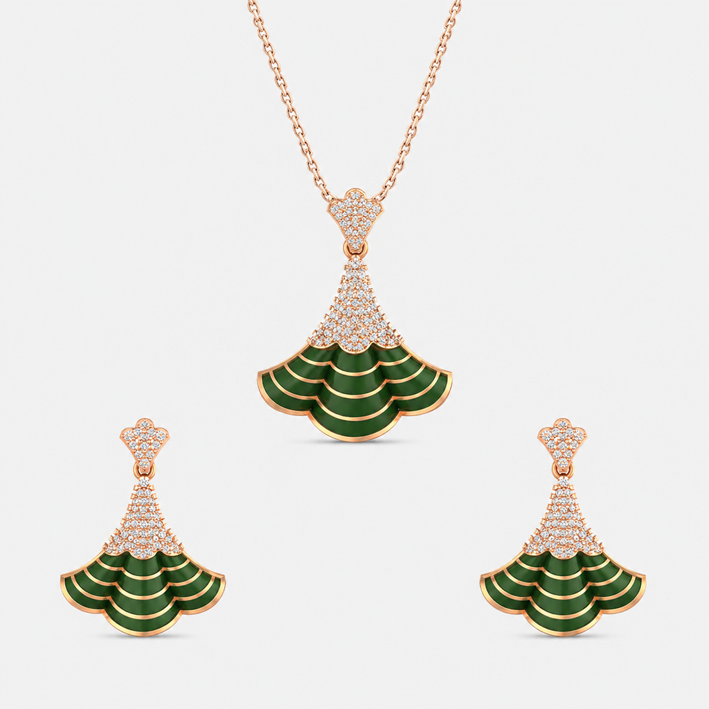 Emerald Cascade Fan Pendant