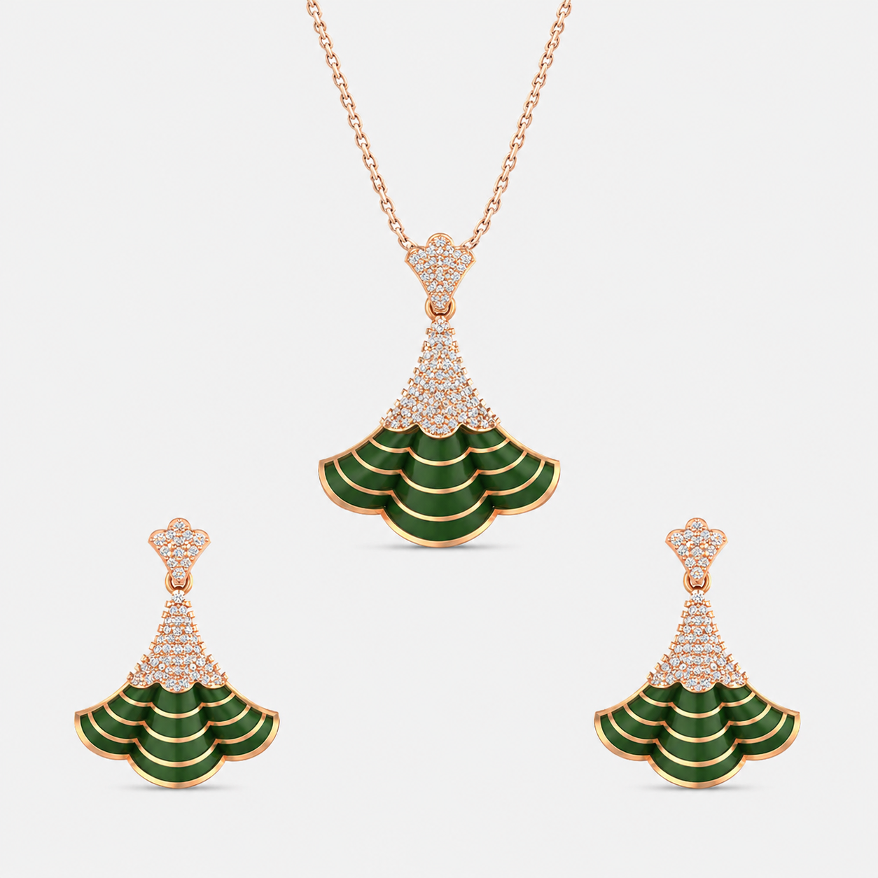 Emerald Cascade Fan Pendant