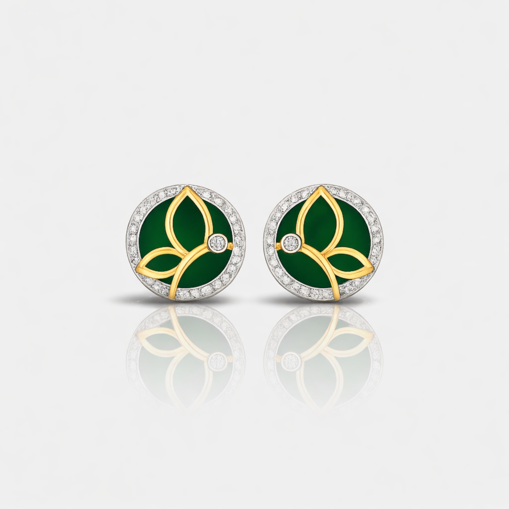 Emerald Leaf Halo Earring