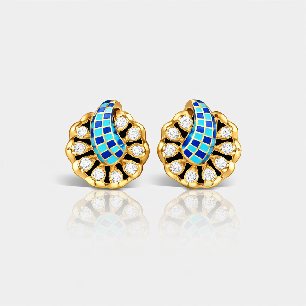 Azure Paisley Bloom Earring