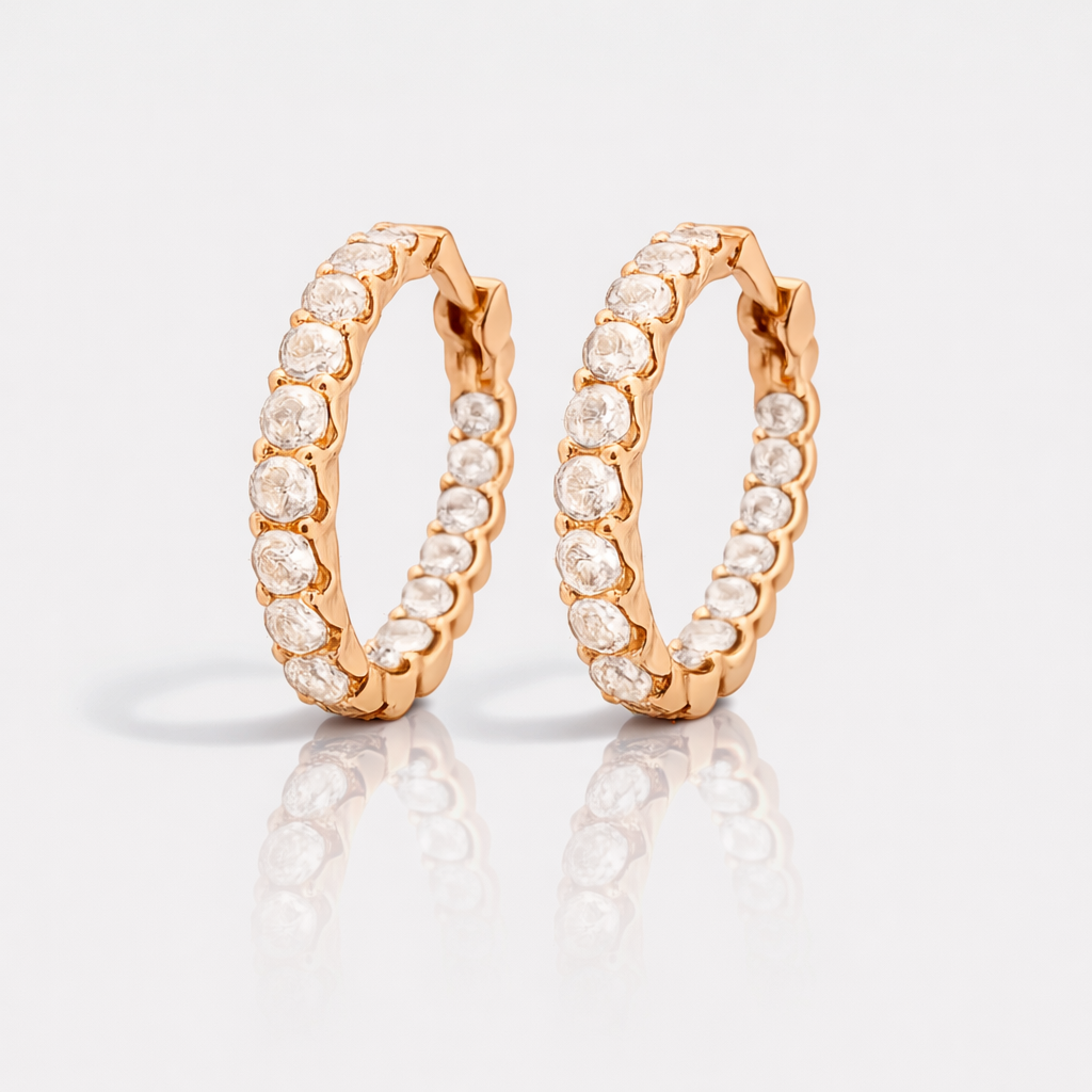 Scallop Halo Diamond Hoops