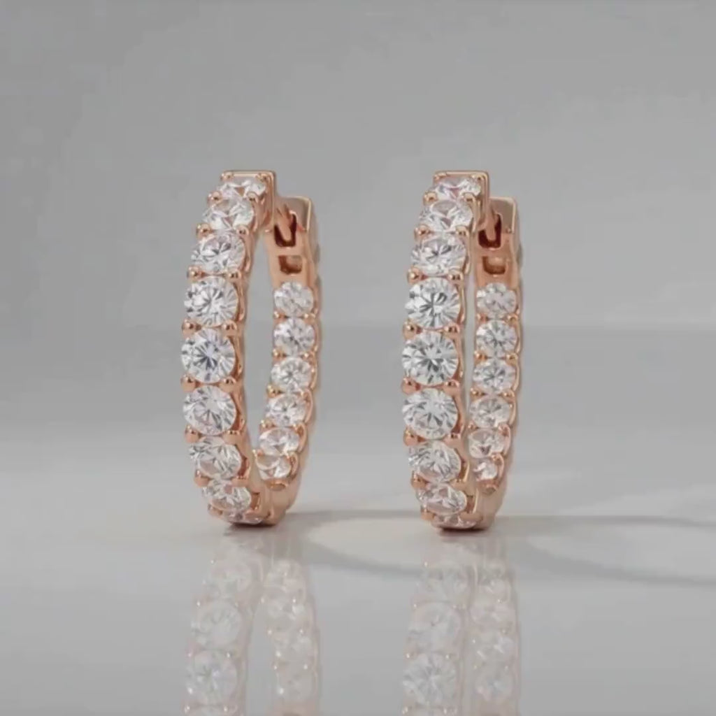 Scallop Halo Diamond Hoops