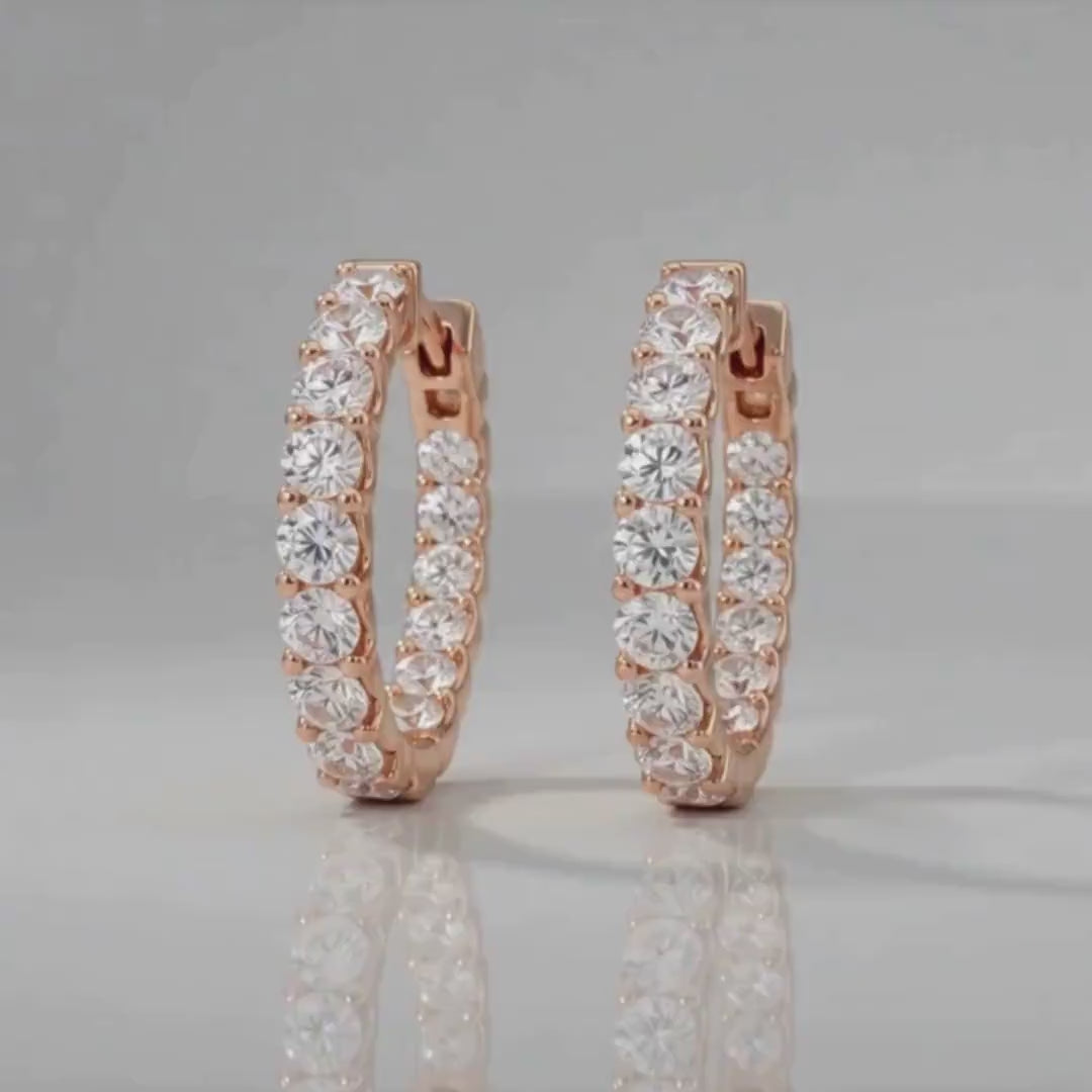 Scallop Halo Diamond Hoops